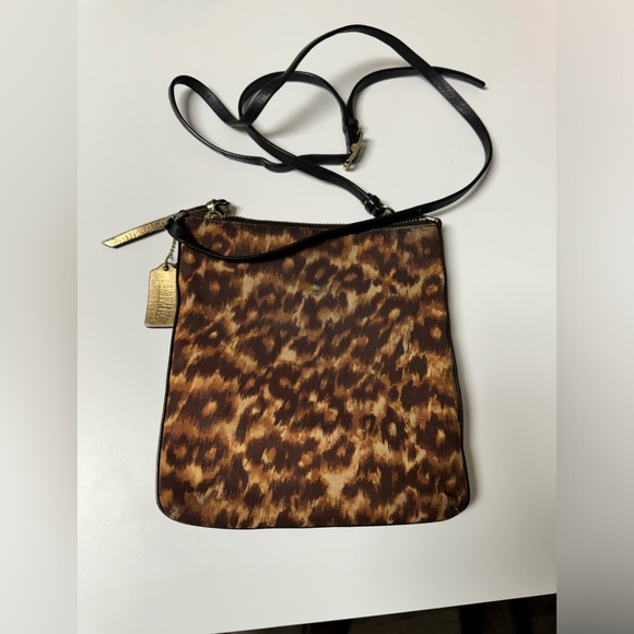 Coach Madison North/South Swing in Ocelot Print Fabric Crossbody Bag - Picture 9 of 14
